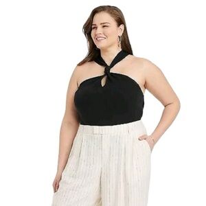 A New Day Black halter Sweater Tank Top shirt neutral minimalist dressy